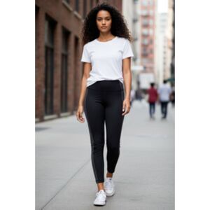 Offline By Aerie Seamless High Rise Black Gray Ribbed Leggings 7/8 Length Sz Sm